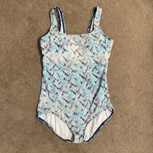 Lands End Blue and Pink one piece Size 10
